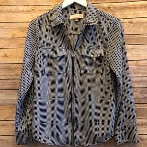 MICHAEL Michael Kors Full Zip Long Sleeve Collared Blouse Size Small